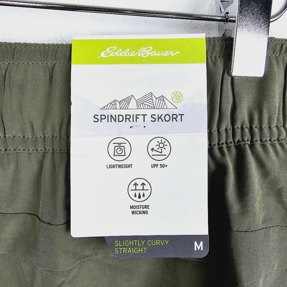 Eddie Bauer Olive Green Slightly Curvy Straight Spindrift UPF 50+ Skort NWT - Picture 4 of 8